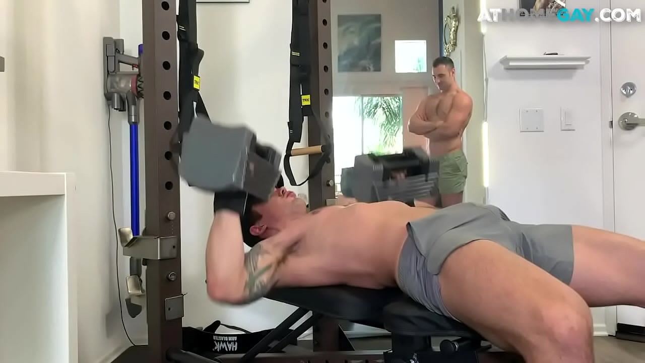 Asslicking stud barebacks gym buddy from behind
