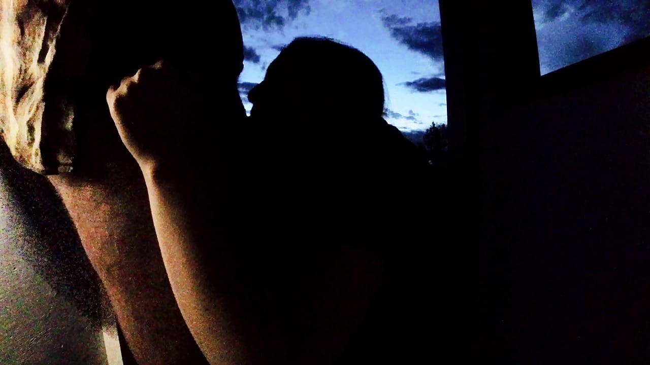 Blowjob on the watchtower in the dark