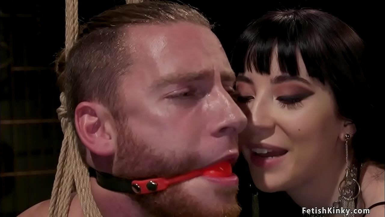 Tattooed brunette femdom Charlotte Sartre in latex gives face sitting to man slave Sebastian Keys then makes him fuck her with strap on dildo