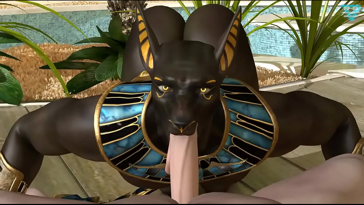 Sexy Anubis sucks dick