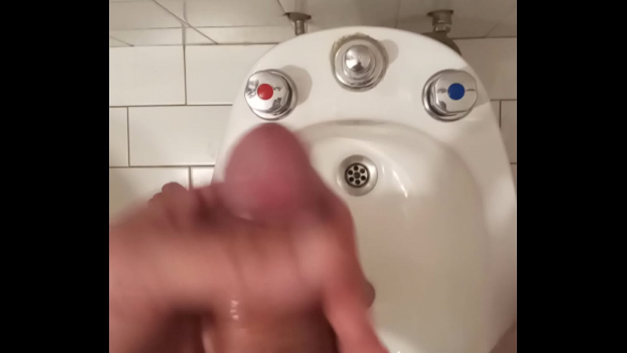 I touch my sweaty cock in a bathroom