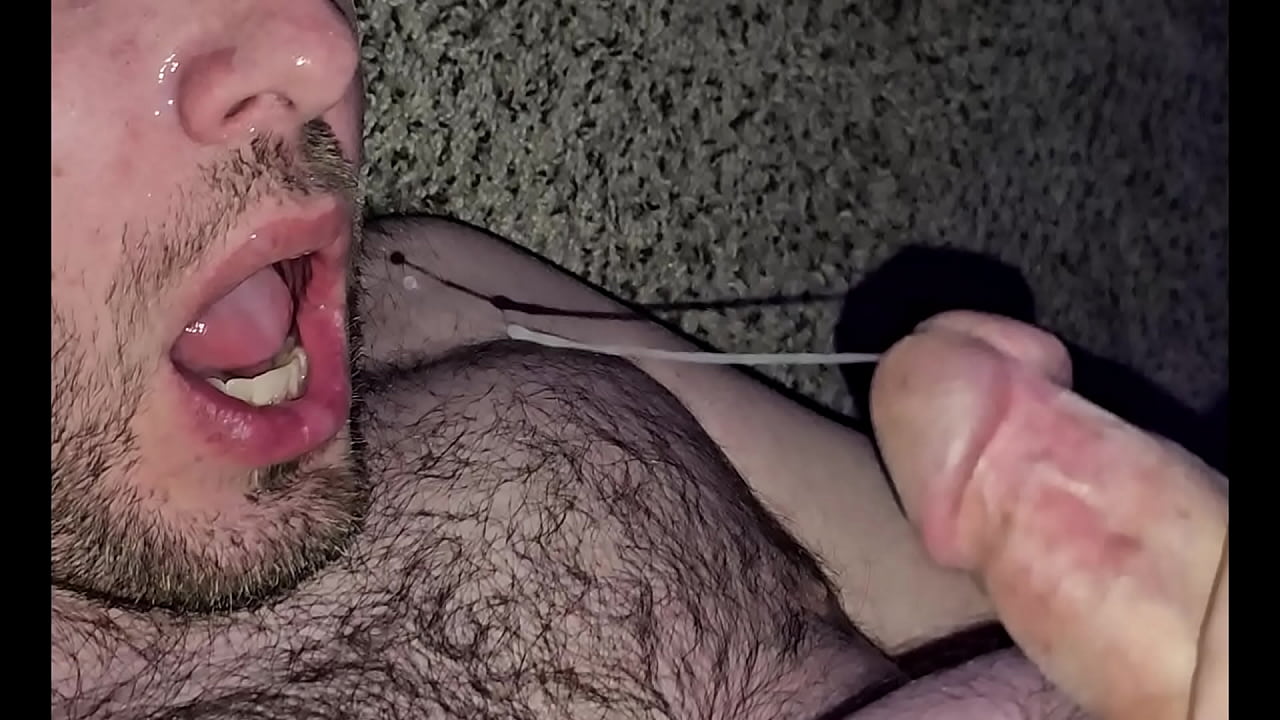 Shooting another load of thick sweet cum in my mouth and eating it.  So Delicious.