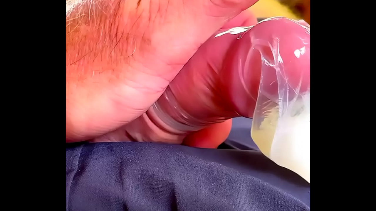 dripping precum and filling a condom