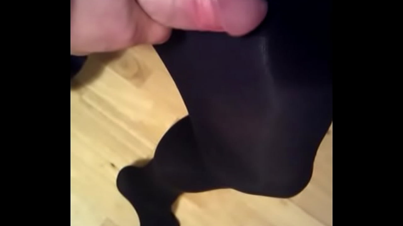 Hot cum all over girlfriends black pantyhose