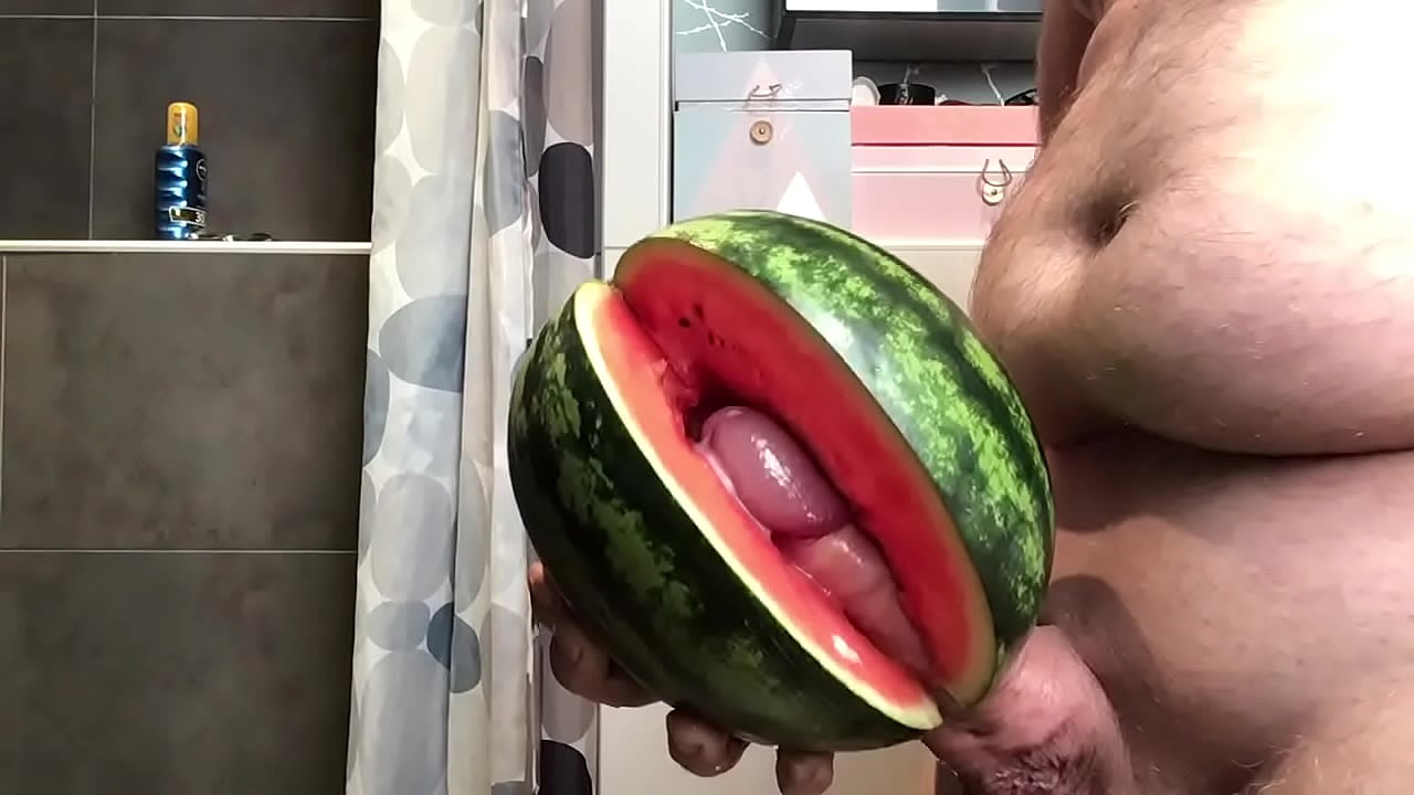 Fucking a watermelon with an inside view