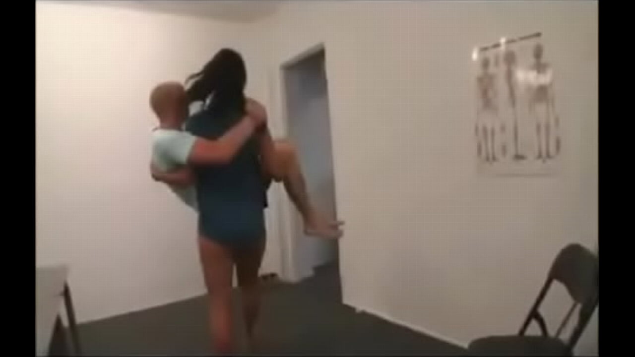 Hot Brunette lift and carry A Guy