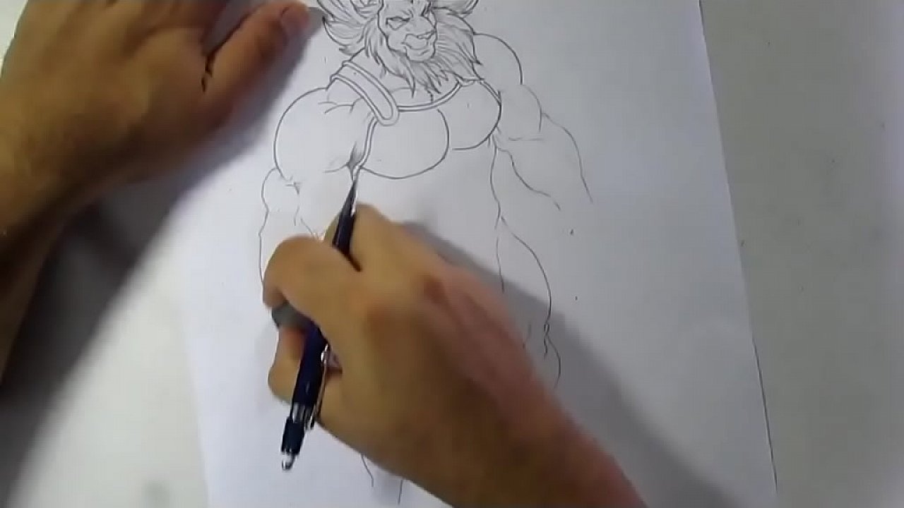 2 parte do vídeo tutorial de desenho Lion