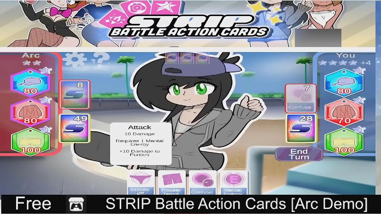 STRIP Battle Action Cards  (free game itchio ) Card Game, 2D, Adult, Anime, Cute, Eroge, Erotic, Hentai, NSFW, Voice Acting