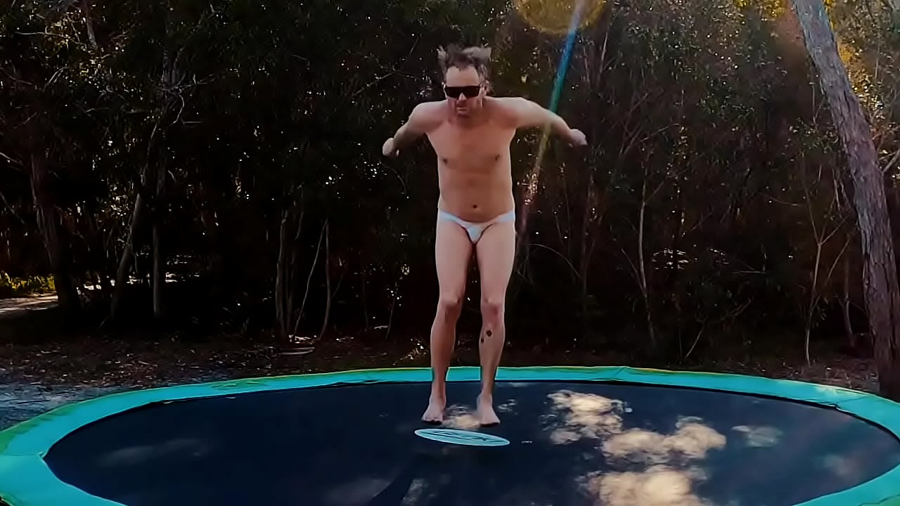 Caught my stepdad having fun on the trampoline while we were out.