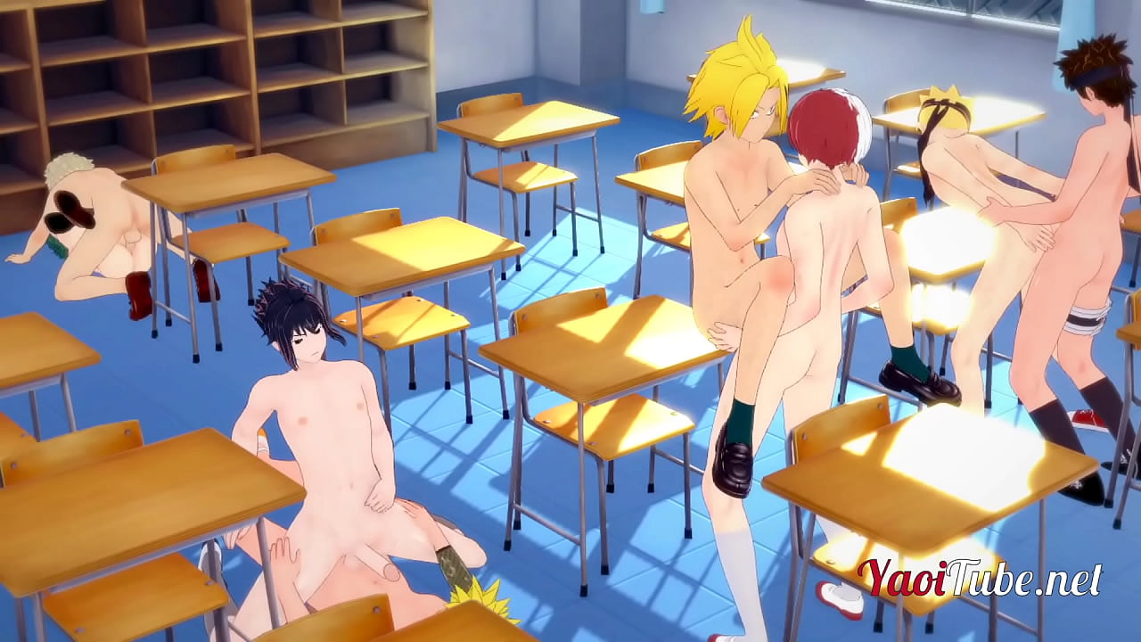 Boku No Hero Naruto Boruto Yaoi - Orgy 8 Naruto and Boku no hero's Boys fuck at school