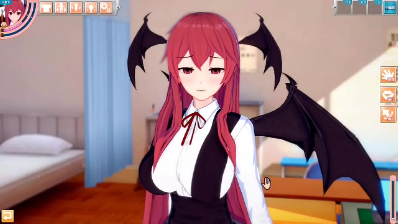 【エロゲーコイカツ！】東方project 小悪魔のおっぱい揉んで仁王立ち手コキフェラ奉仕してもらってからのセックス！爆乳エロアニメ【ヘンタイゲーム】