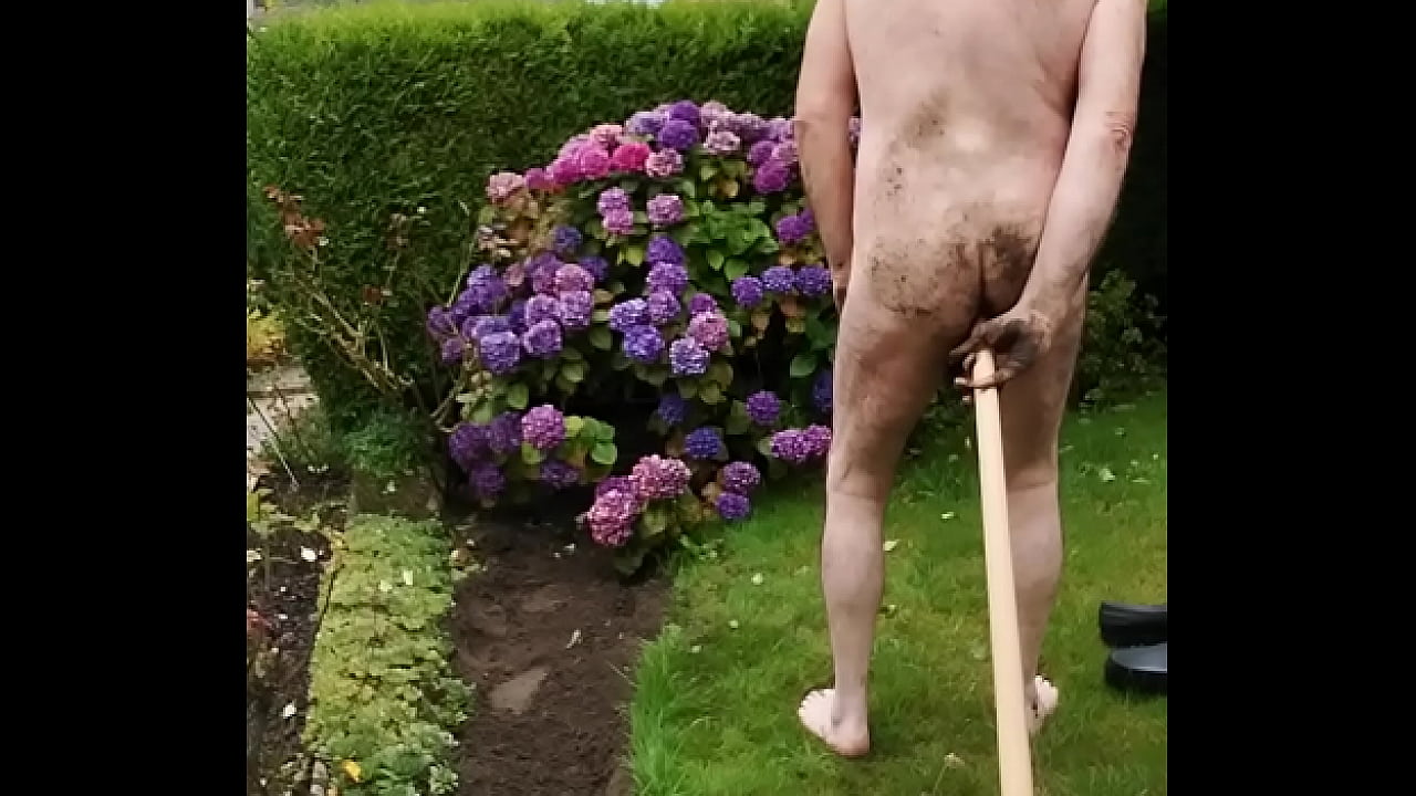 The slut is gardening