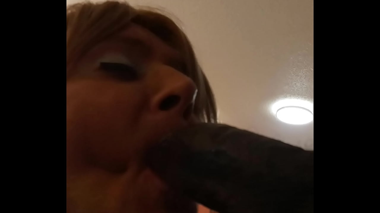 Very sexy cd Stephanie sucking black cock and getting fucked in hotel room cum in the ass