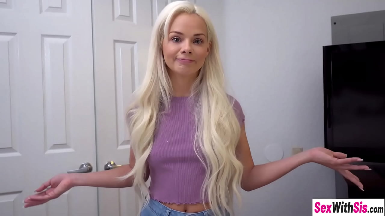 Petite blonde stepsister jerks off her stepbros cock