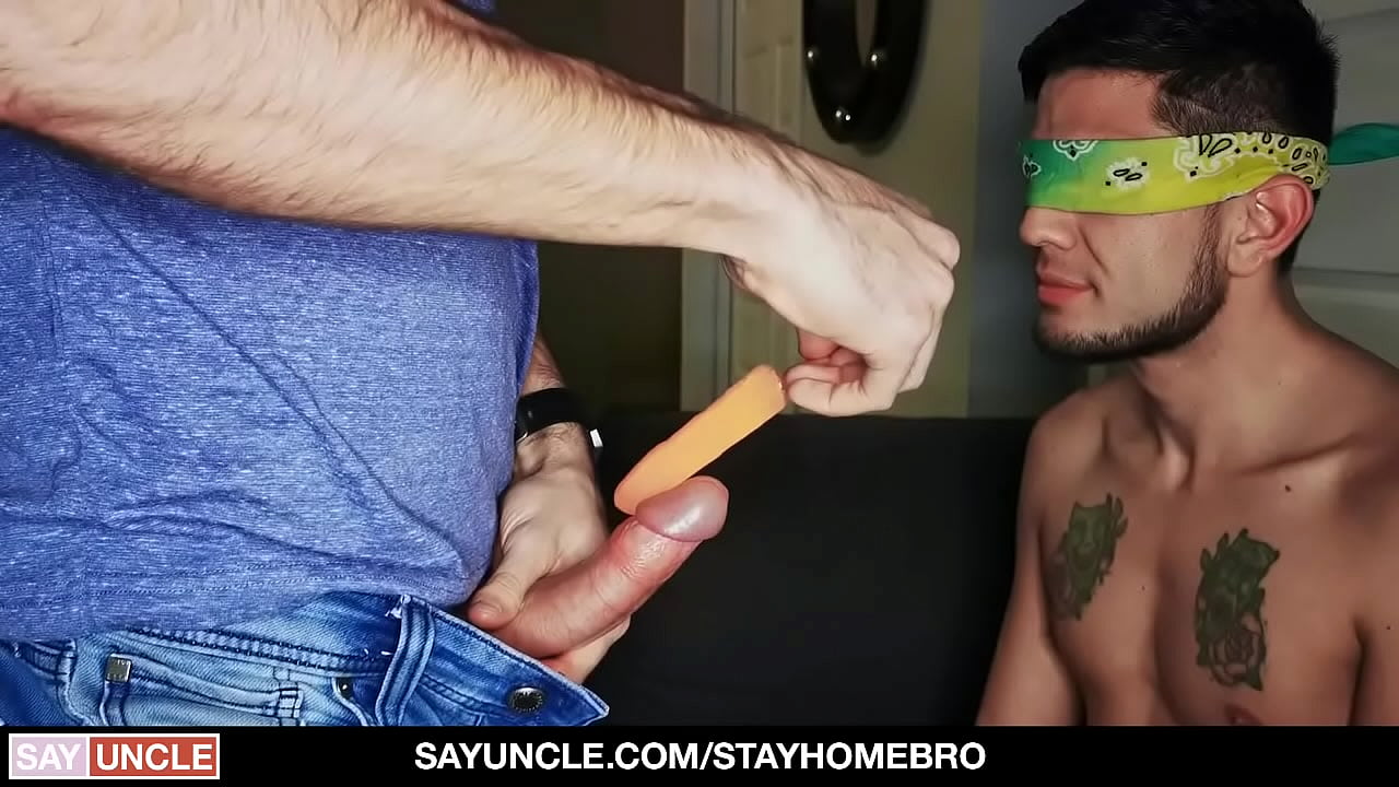 Blindfolded Roommate Gets Cock To Distract Him