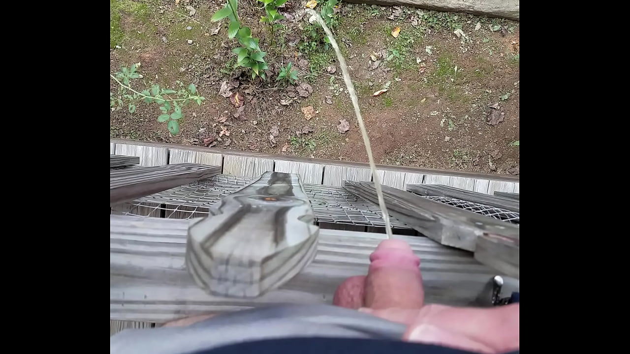 Amateur Guy Pees On Front Deck