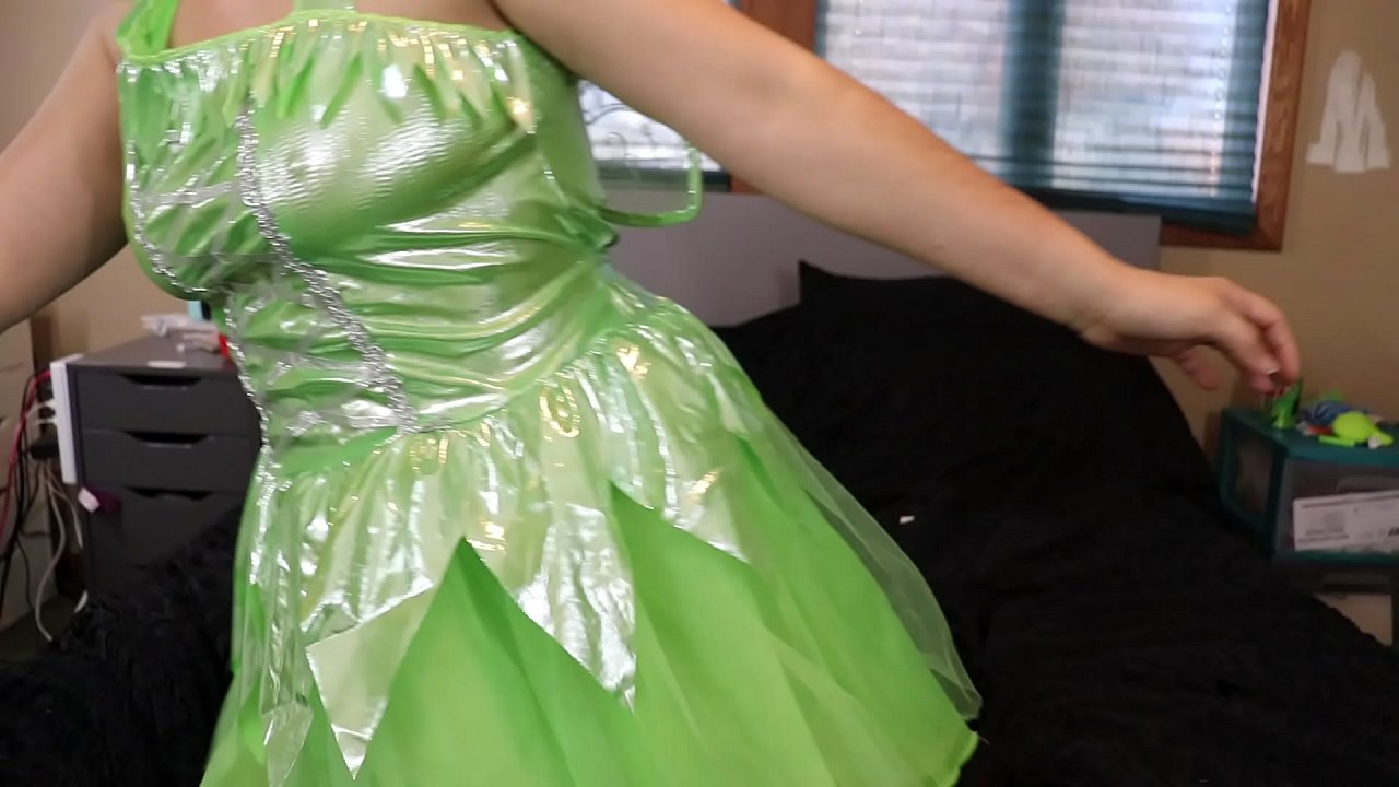 Bitch in Tinkerbell Costume Enjoys a Cigarette and a Loud Orgasm