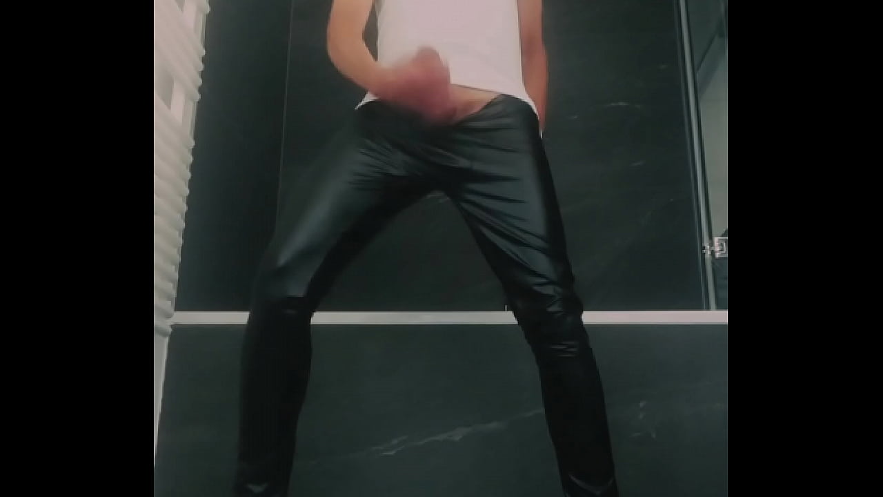 Masturbation skinny pants leather