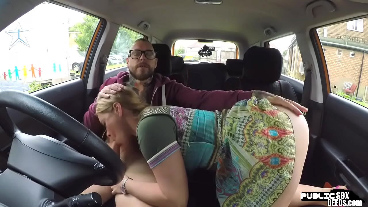 European babe fucking on backseat after failed lesson