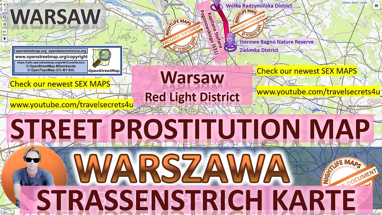 Street Map of Warsaw, Poland with Indication where to find Streetworkers, Freelancers and Brothels. Also we show you the Bar, Nightlife and Red Light District in the City