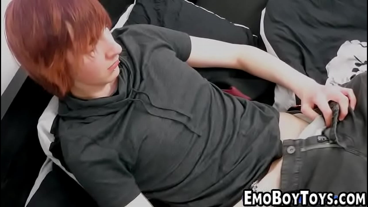 Ginger emo plays with his cock