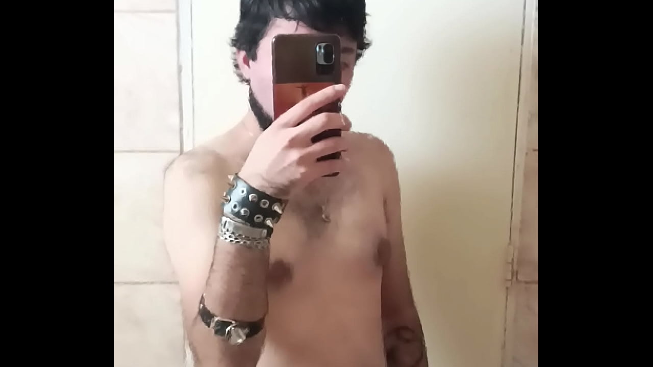 Goth boy in the bathroom