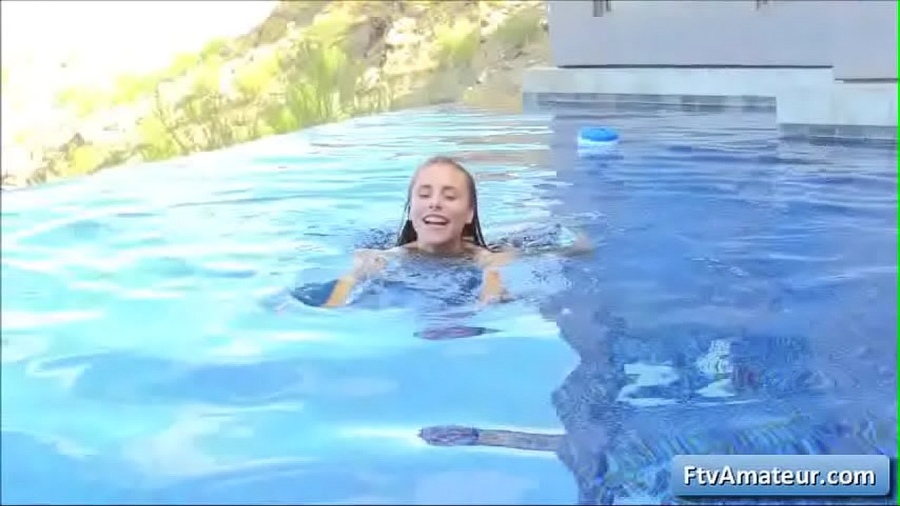 Naughty teenager hot young cutie enjoy rubbing her cunt and finger fuck her wet butt in her outdoor pool