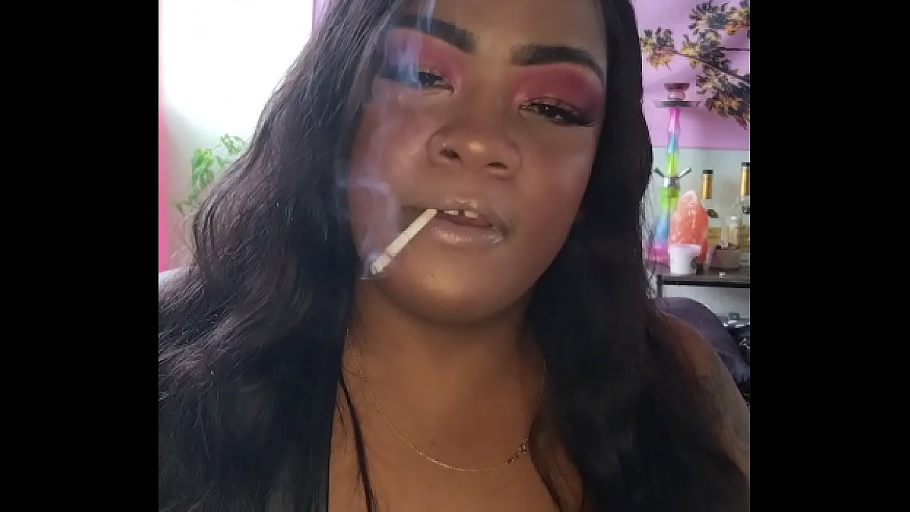 Smoke a cigarette with an ebony bbw Dominatrix JOI