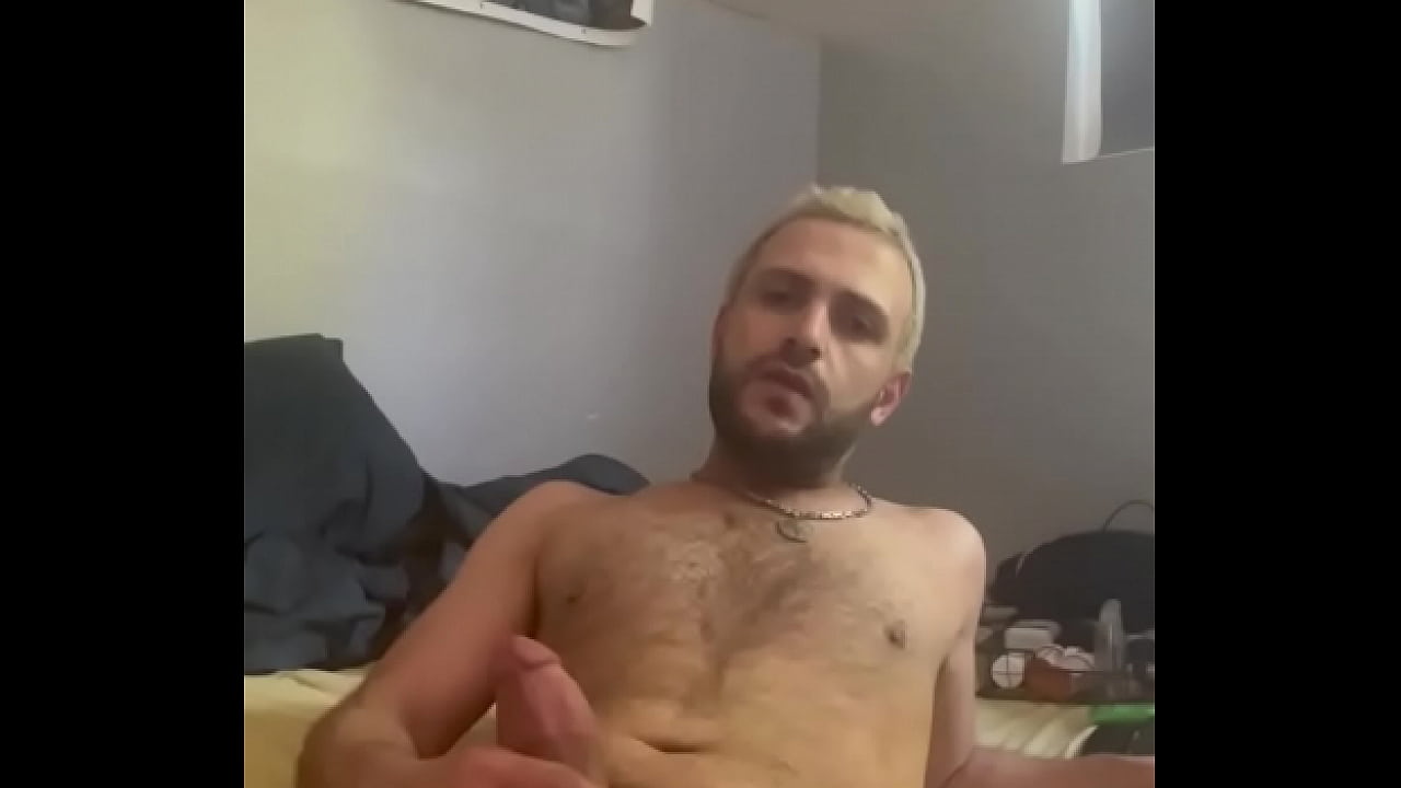 Hot Guy Jerking Off white hairy armpit big dick