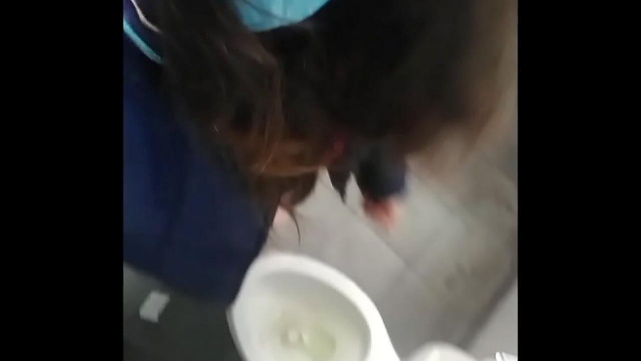 Public bathroom hairy girl pissing standing up