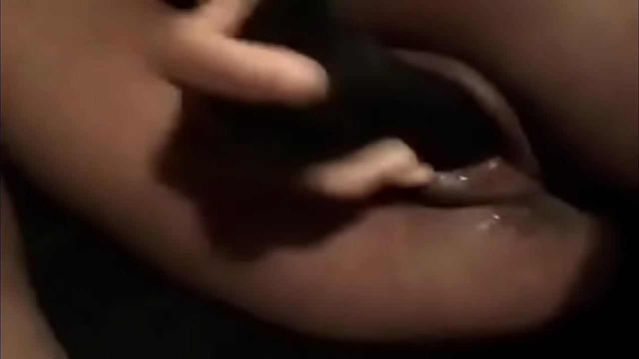 Young ebony fucking loving her new black dildo