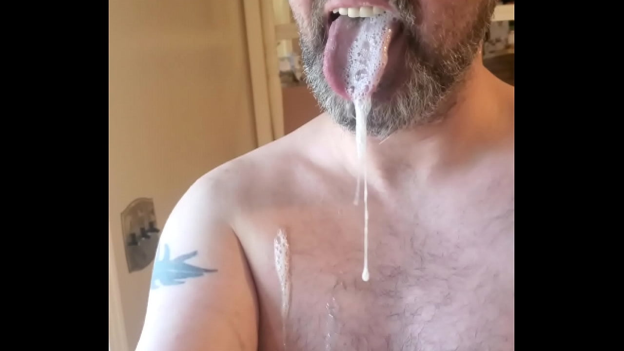 Showing My Girl All the Cum on My Tongue