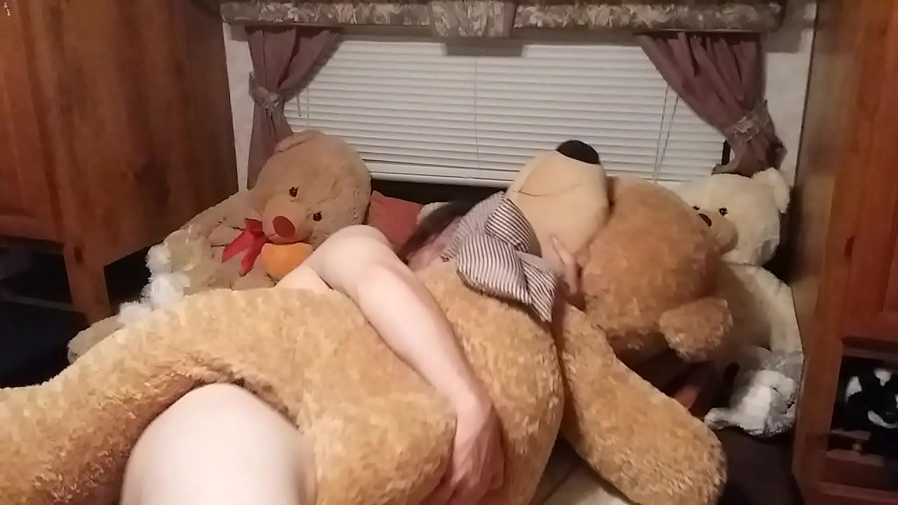 Sissy fucking her giant stuffie