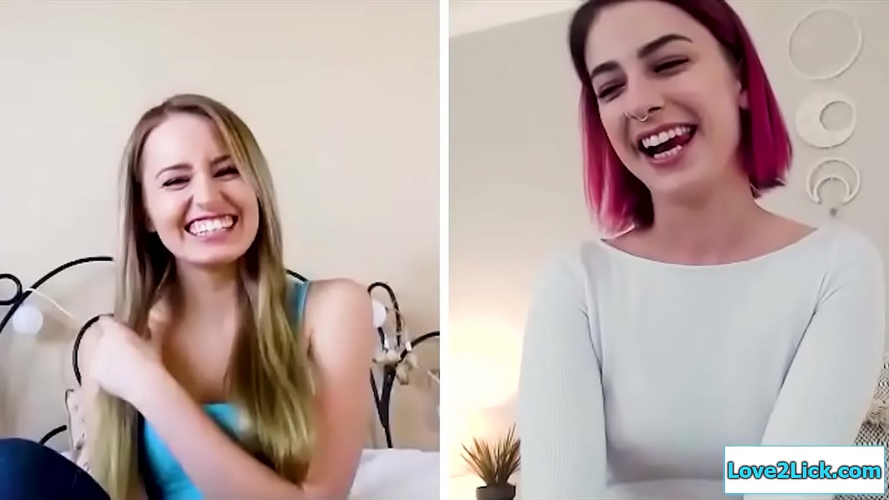 Brides to be have a video call.The small tits blonde masturbates her pussy as the colored hair girl watches.They masturbate and finger their pussies