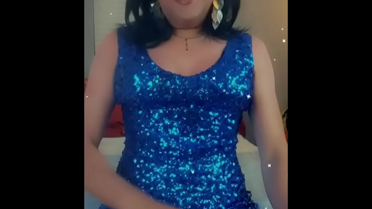 sexy stephanie cd loves to masturbate in her blue dress