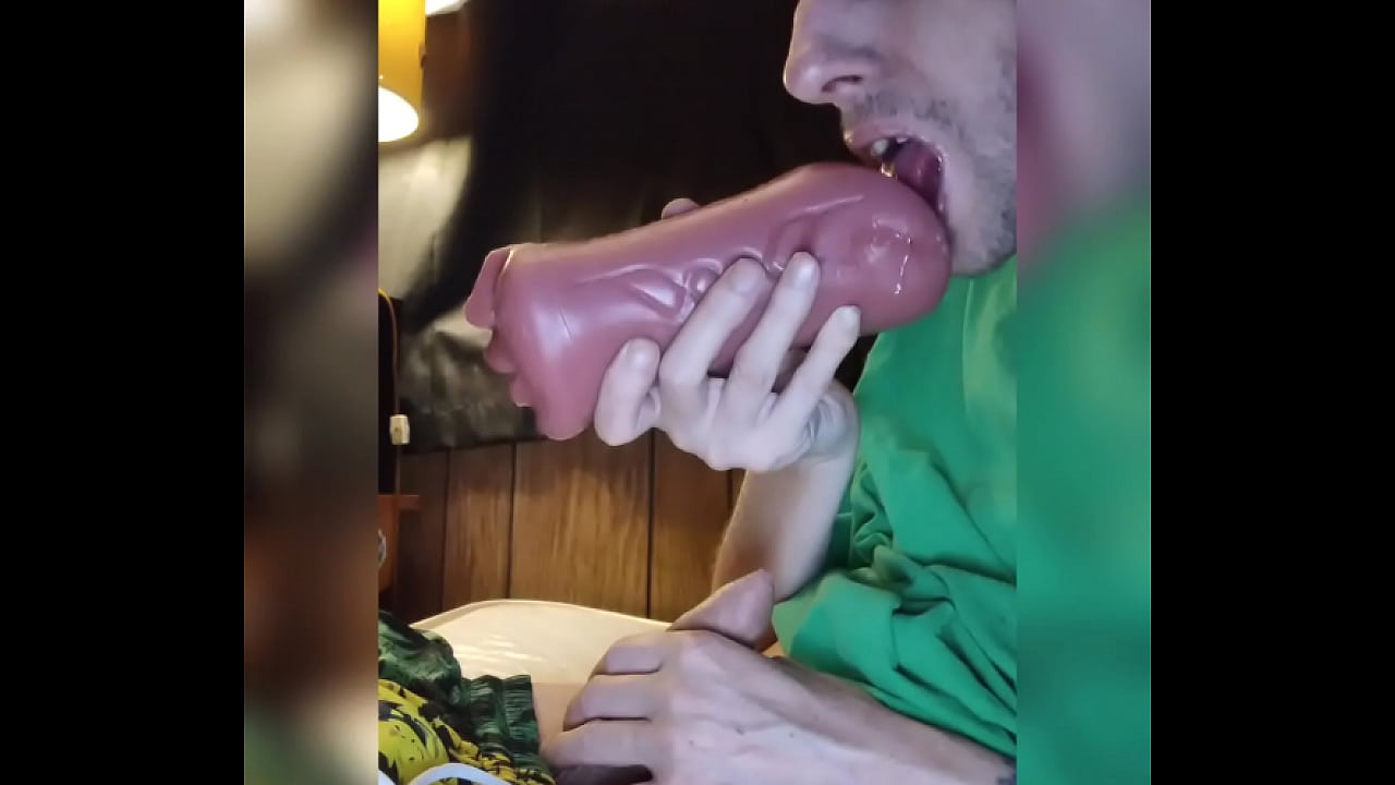 Licking my sex toy tight wet pussy