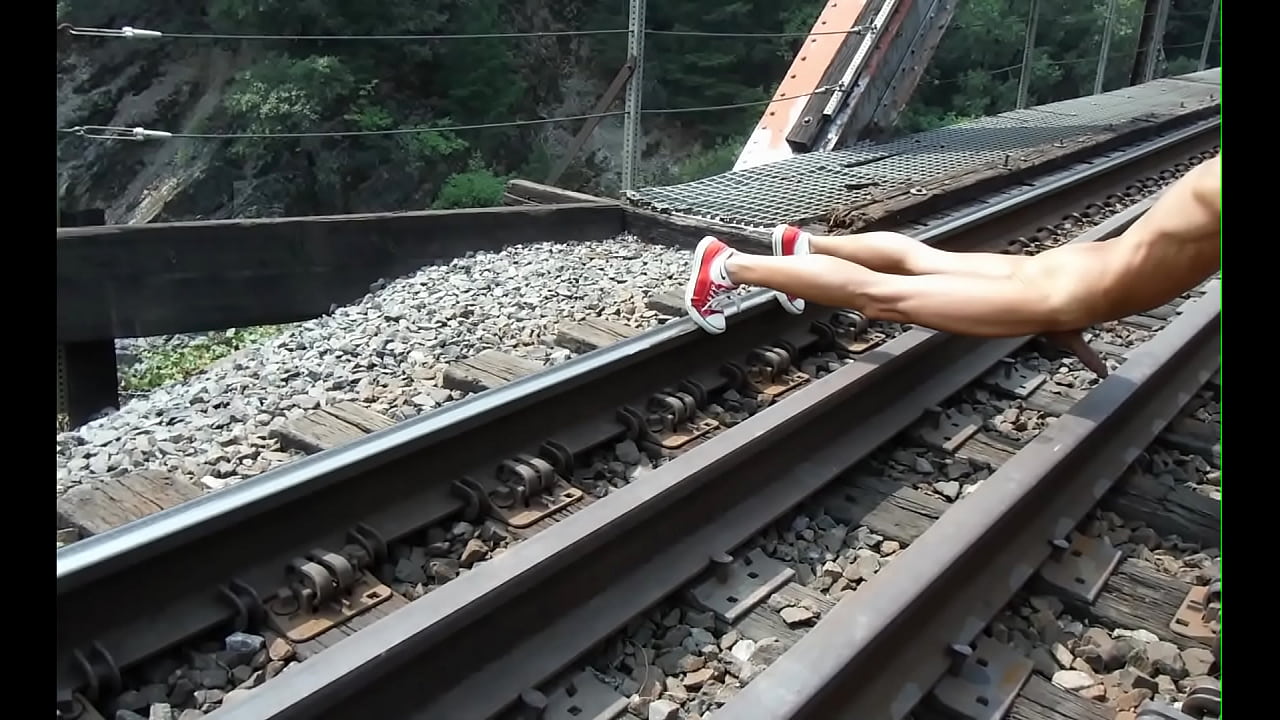 Push ups thrusting on the train tracks