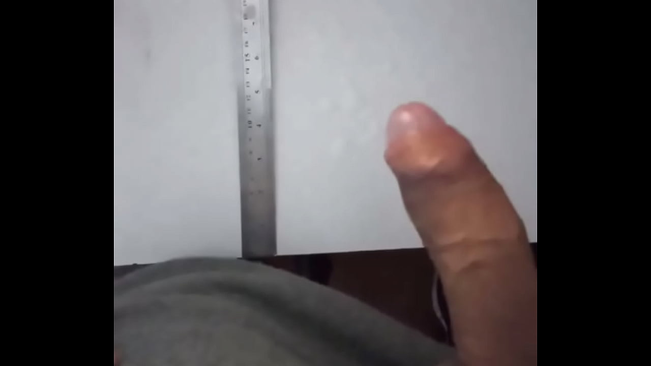 Measuring my 8 inch cock cumming