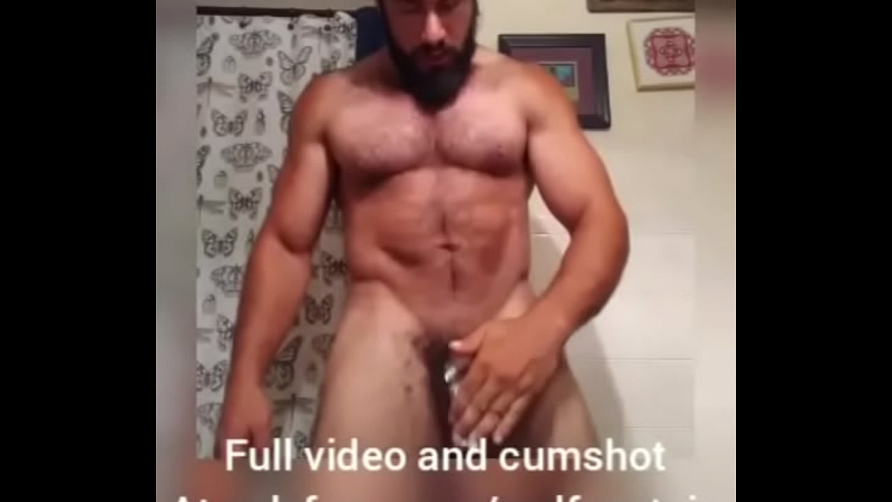 Sexy Muscle Man Posing Nude and Jerking off in Bathroom