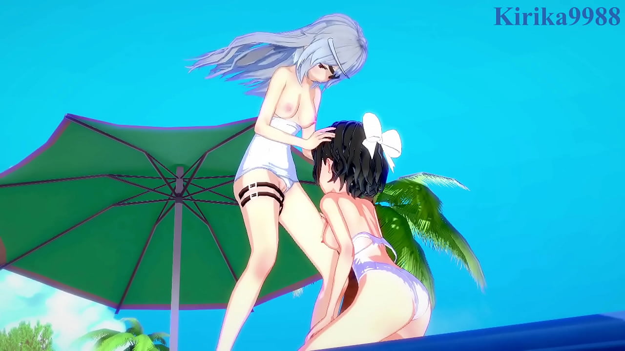 Miku Kohinata and Laura Bodewig lesbian play. - Symphogear & Infinite Stratos Hentai