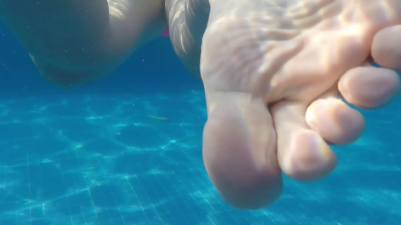 wife thong swimming in pool