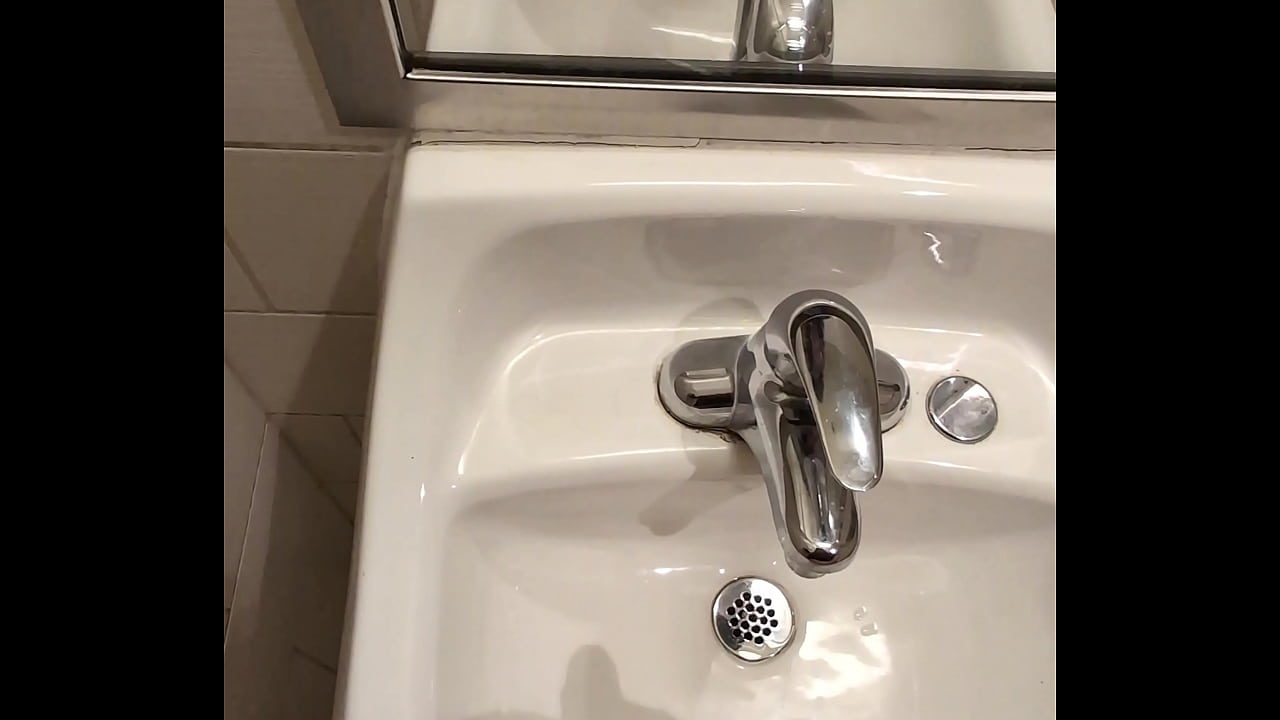 Cum into public bathroom sink