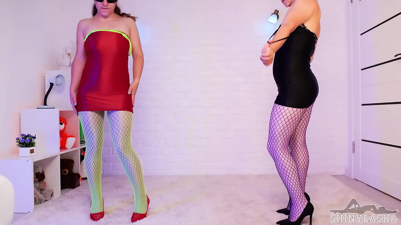 401 Two bitches in layered shiny nylons and fishnets seduce you