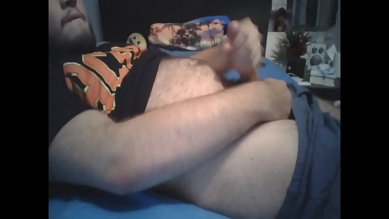 Hairy bear cums on his hairy belly (cumshot)