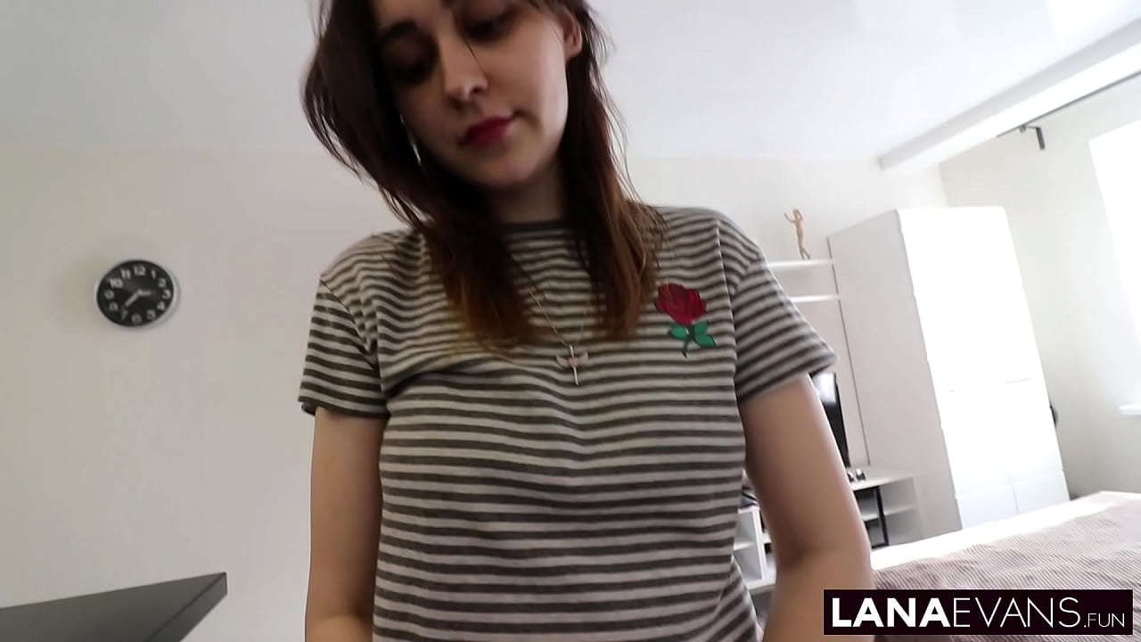 Girl in striped shirt confedantely gets his dick and suck it dry