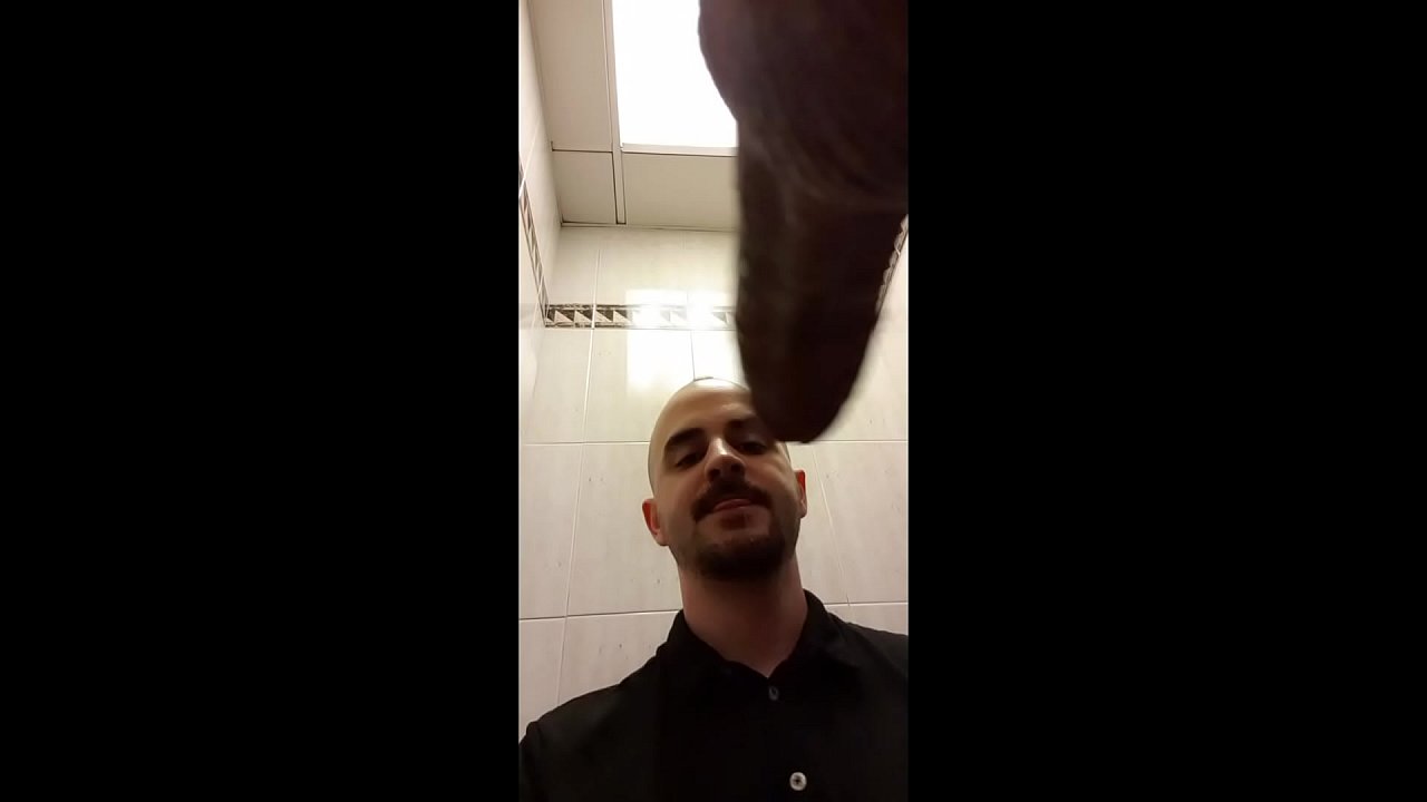 Sucking huge dick in public WC