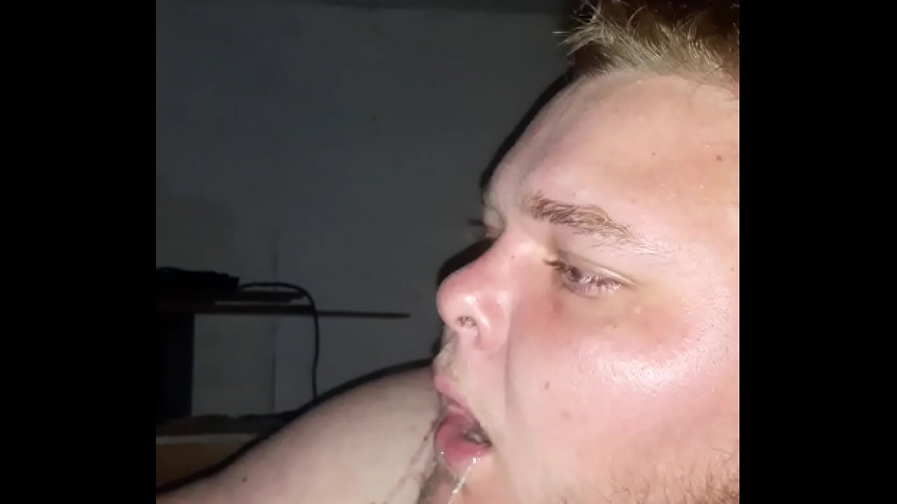 Chubby boy worshiping cock