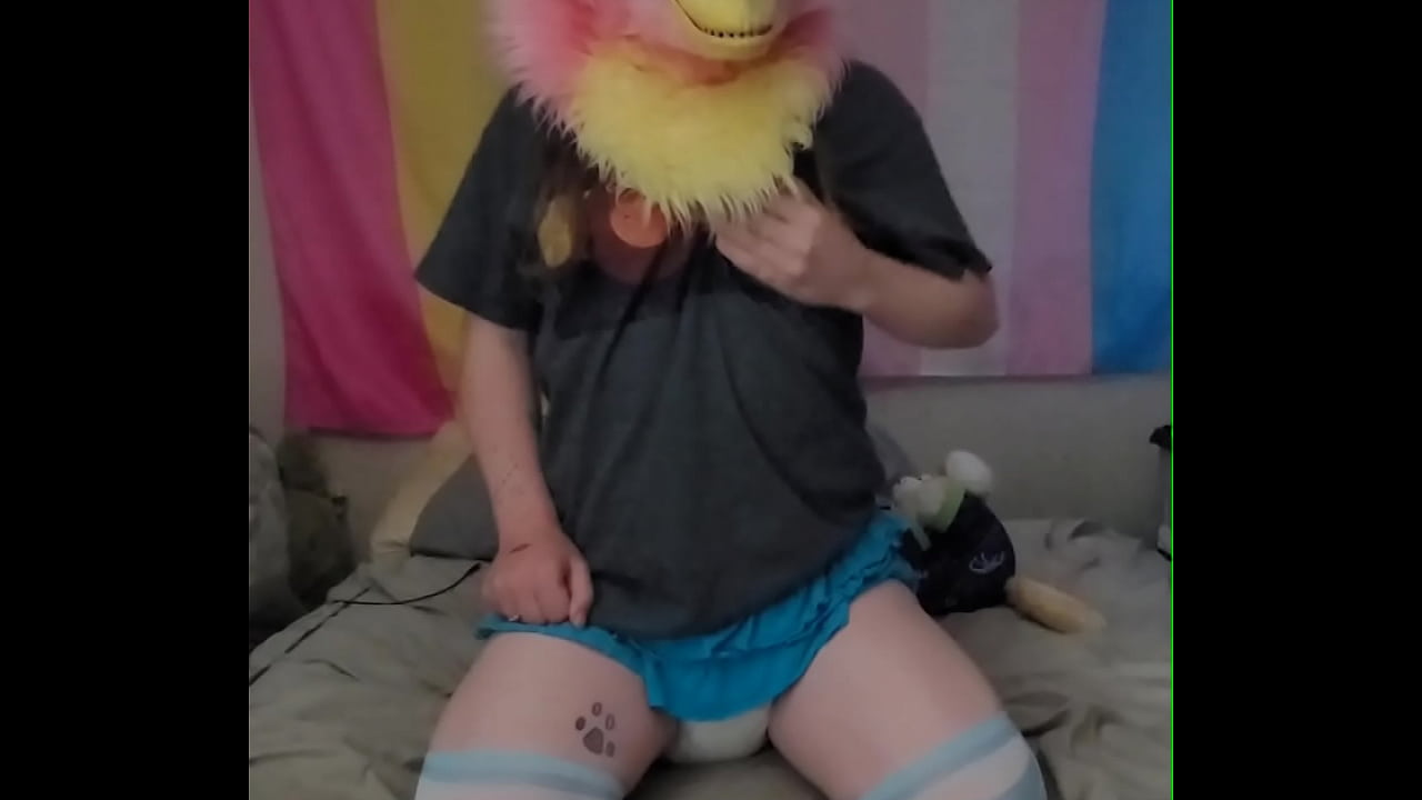 Trans Raptor Fursuiter Wetting Her Diaper And Then Fingering Herself