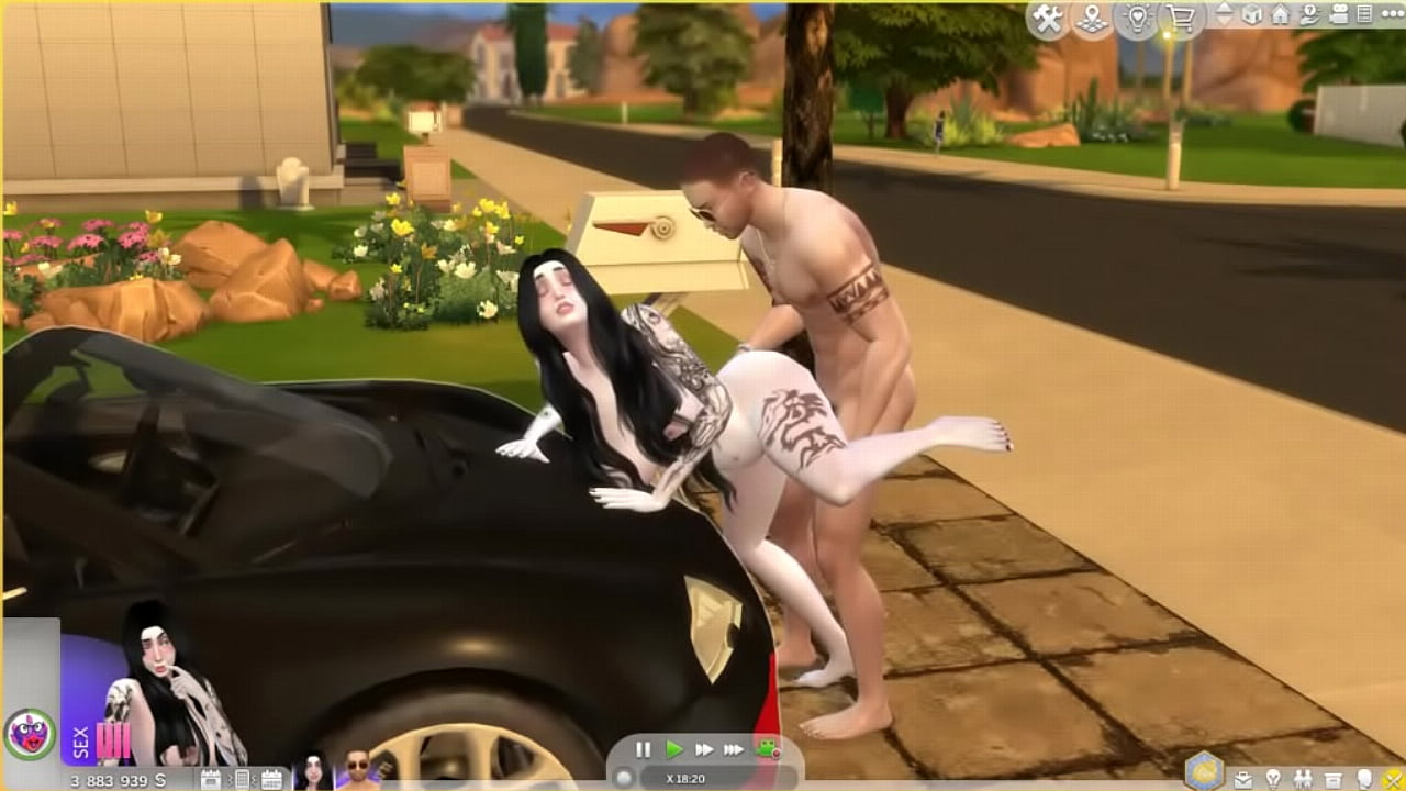 Le da duro por detrás al aire libre. Sims 4