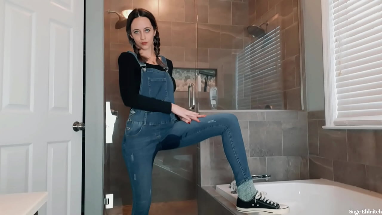 Wednesday Addams Wetting Blue Jean Overalls & Panties